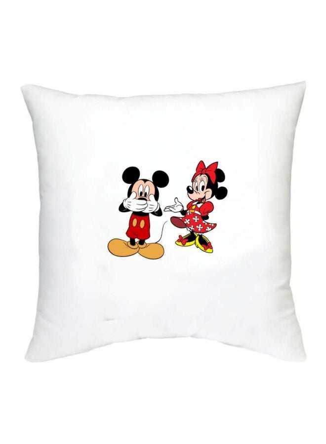 Mickey Mouse Printed Decorative Cushion White/Red/Black 16x16inch