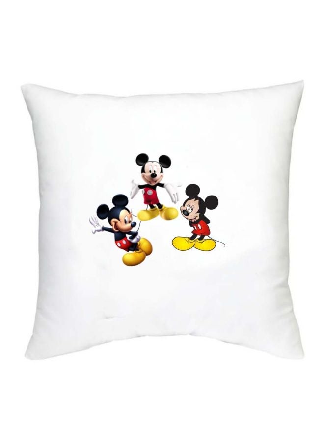 Mickey Mouse Printed Decorative Cushion White/Black/Yellow 16x16inch