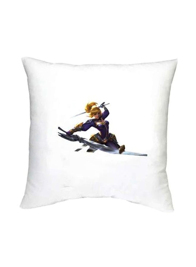 Mobile Legends Printed Decorative Cushion White/Purple/Black 16x16inch