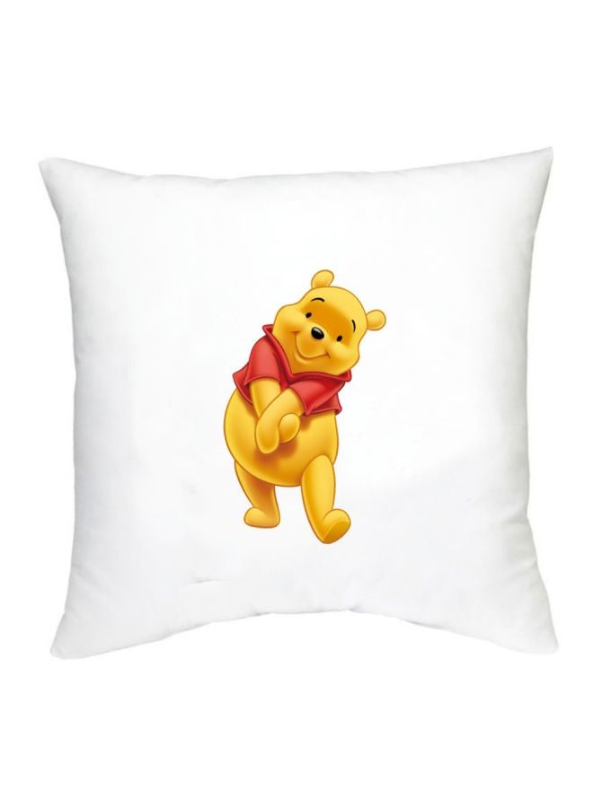 Winnie The Pooh Character Printed Decorative Pillow White/Yellow/Red 16x16inch