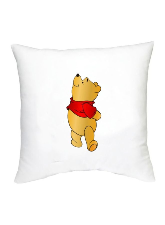 Winnie The Pooh Character Printed Decorative Pillow White/Yellow/Red 16x16inch