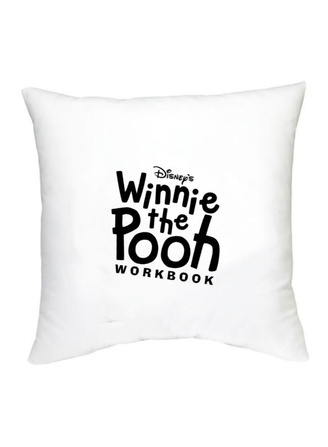 Winnie The Pooh Printed Decorative Pillow White/Black 16x16inch