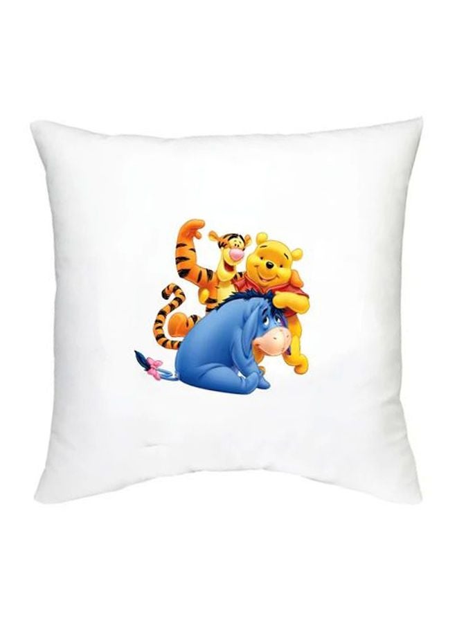 Winnie The Pooh Character Printed Decorative Pillow White/Yellow/Blue 16x16inch 