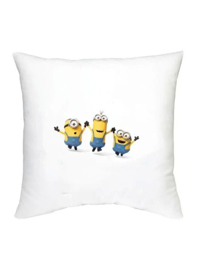 وسادة ديكور للاطفال بتصميم شخصيات مينيون الجميلة أبيض/أصفر/أزرق 16x16بوصة