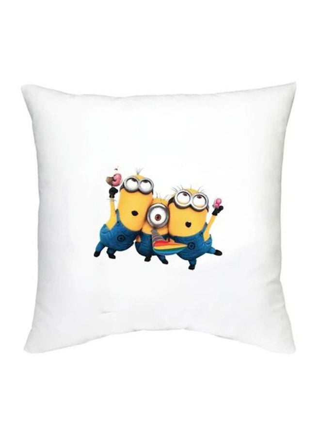 Minion Character Printed Cushion White/Yellow/Blue 16x16inch