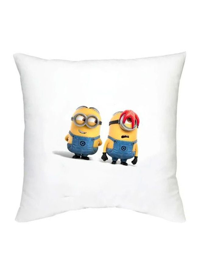 Minion Character Printed Cushion White/Yellow/Blue 16x16inch