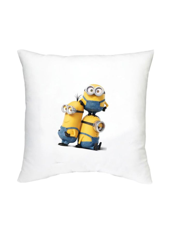 Minion Character Printed Cushion White/Yellow/Blue 16x16inch