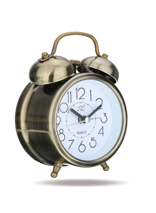 Double Bells Bedside Alarm Clock Gold/White/Black 8x4.5x12cm - Image 2