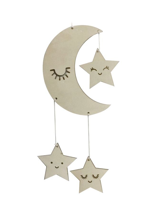 Moon And Star Themed Hanging Ornament Beige/Black 15x21cm  - Image 1