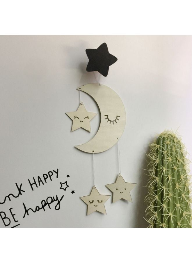 Moon And Star Themed Hanging Ornament Beige/Black 15x21cm  - Image 4