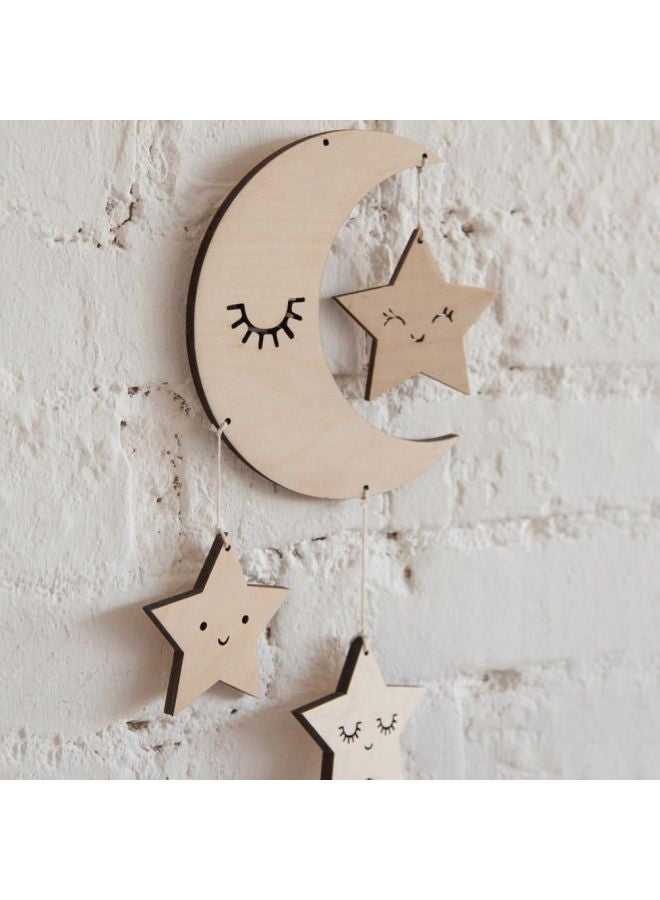 Moon And Star Themed Hanging Ornament Beige/Black 15x21cm  - Image 2