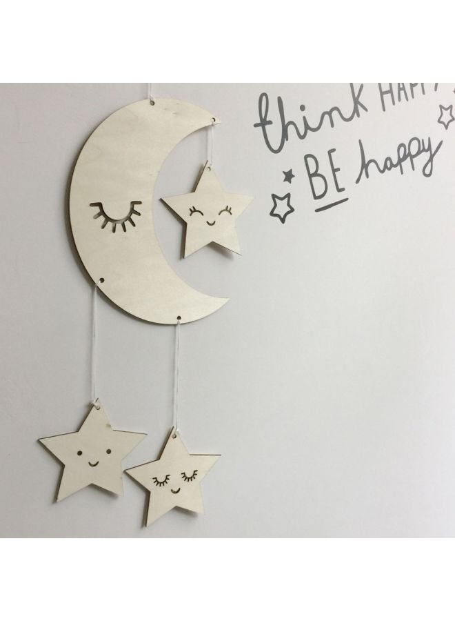 Moon And Star Themed Hanging Ornament Beige/Black 15x21cm  - Image 3