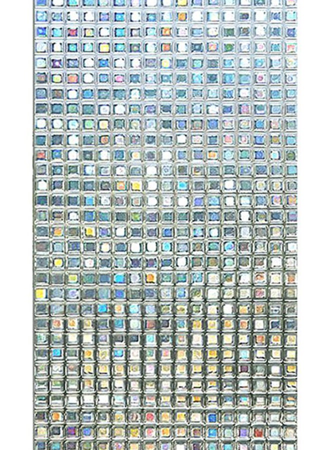Mosaic Square Stained Glass Pattern Window Film Silver/Blue/Yellow 45x100cm - Image 1