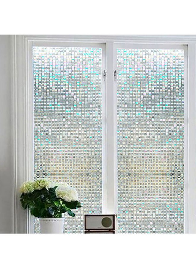 Mosaic Square Stained Glass Pattern Window Film Silver/Blue/Yellow 45x100cm - Image 3