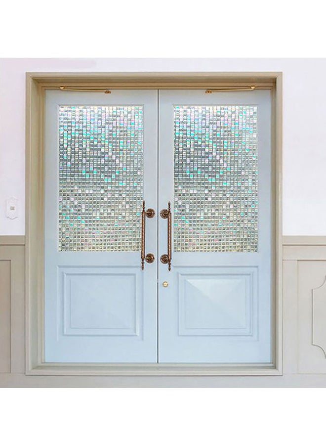 Mosaic Square Stained Glass Pattern Window Film Silver/Blue/Yellow 45x100cm - Image 5