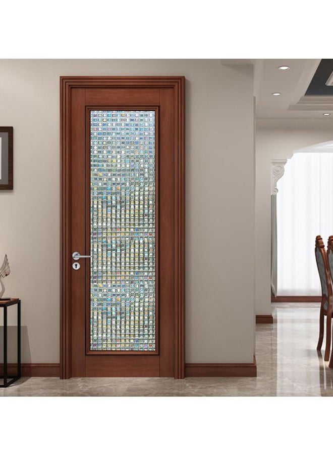 Mosaic Square Stained Glass Pattern Window Film Silver/Blue/Yellow 45x100cm - Image 4