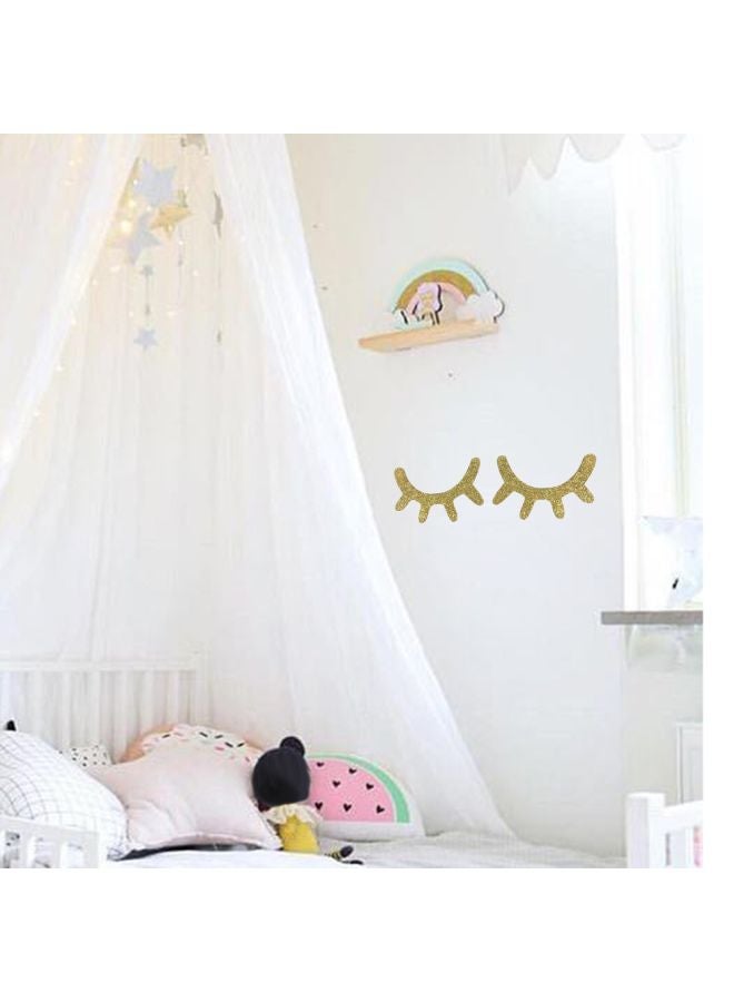 Pair Of Eyelashes Themed Wall Stickers Gold 15x10x0.5cm