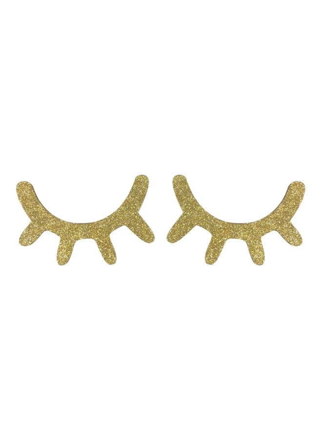 Pair Of Eyelashes Themed Wall Stickers Gold 15x10x0.5cm