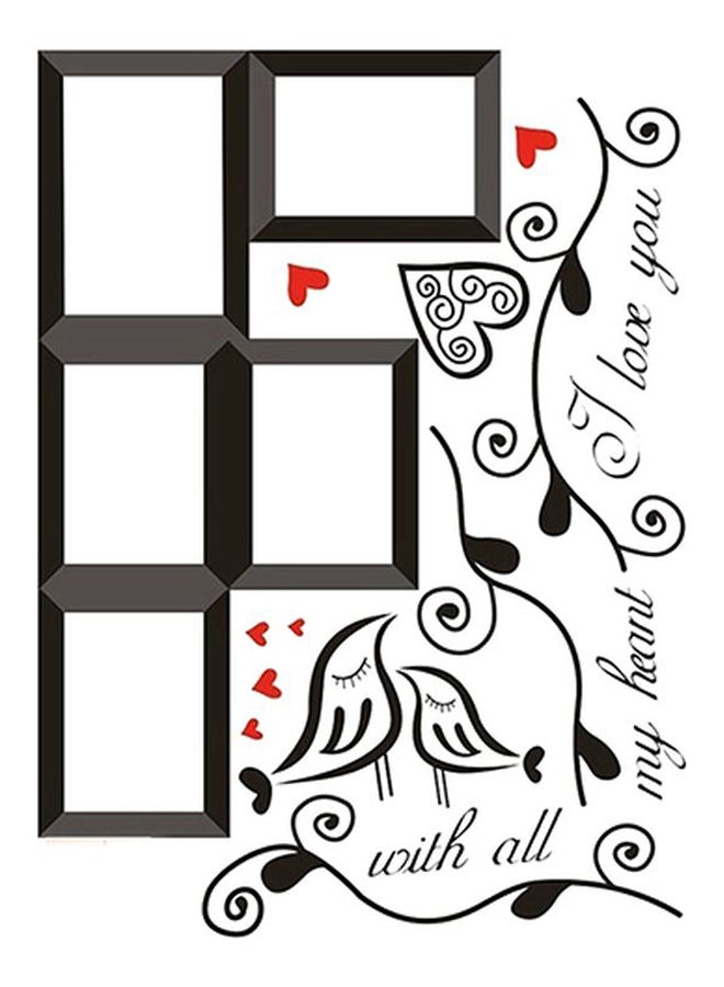 Loving Heart Photo Frame Designed Wall Sticker Black 45x60cm  - Image 1