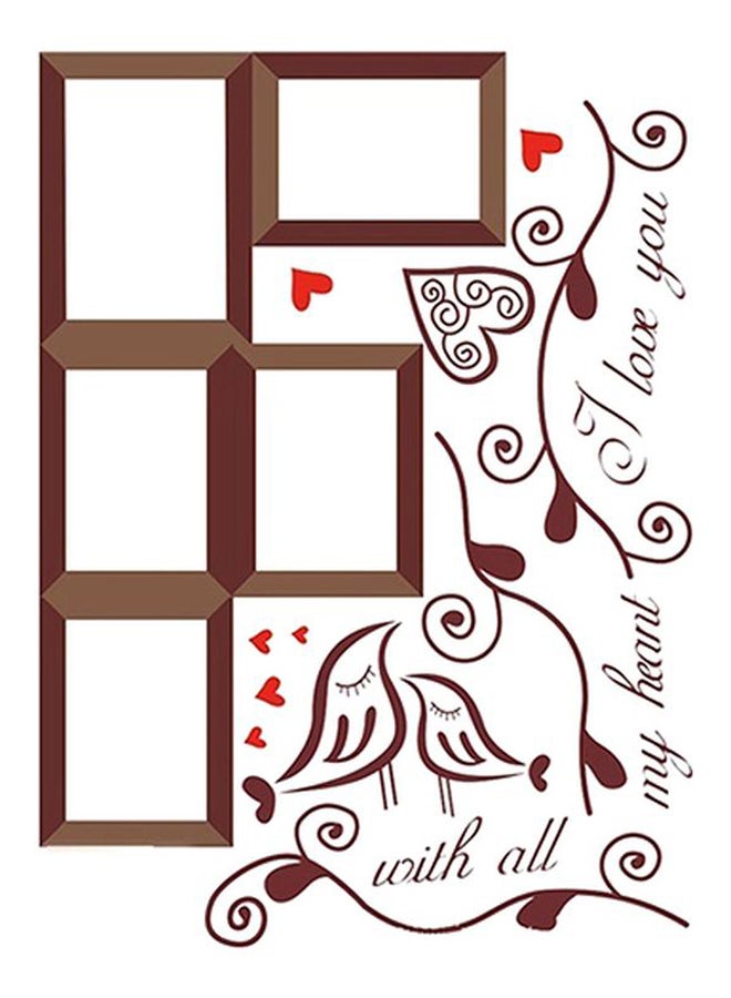 Loving Heart Photo Frame Designed Wall Sticker Brown 45x60cm  - Image 1