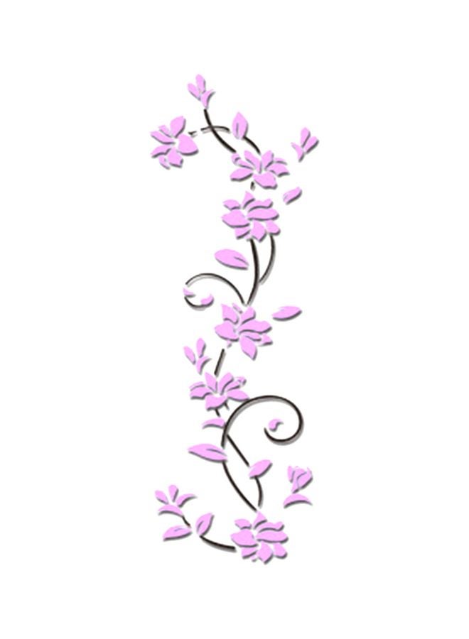 3D Flower Pattern Wall Sticker Purple/Black 80x24cm - Image 1