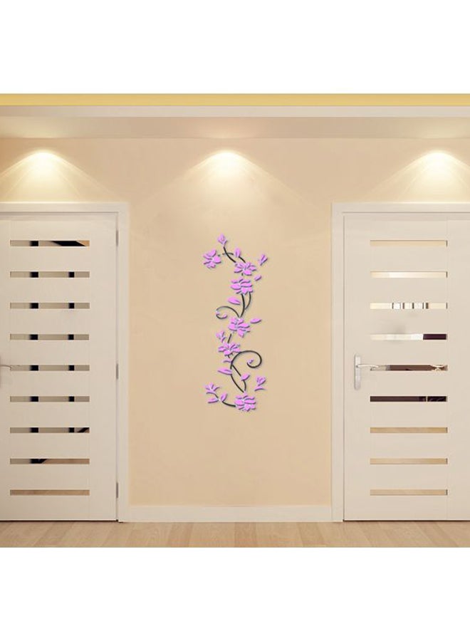 3D Flower Pattern Wall Sticker Purple/Black 80x24cm - Image 2