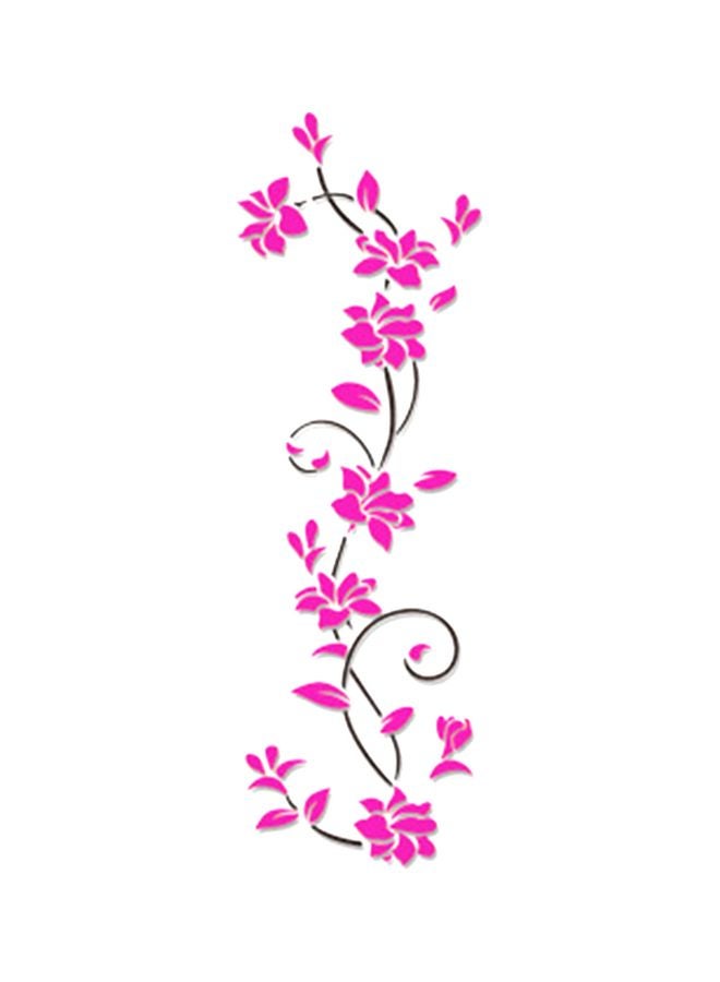 3D Flower Pattern Wall Sticker Pink/Black 80x24cm - Image 1