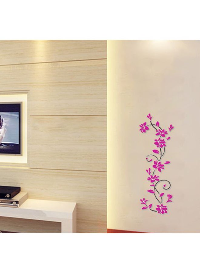 3D Flower Pattern Wall Sticker Pink/Black 80x24cm - Image 2