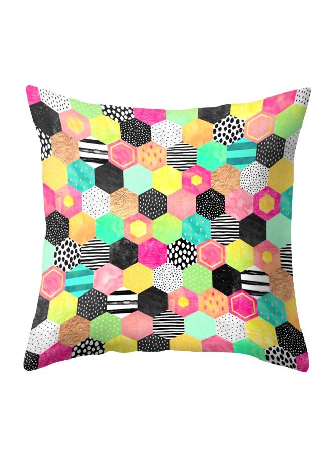 Geometric Pattern Printed Cushion Cover Green/Beige/Pink 45x45cm