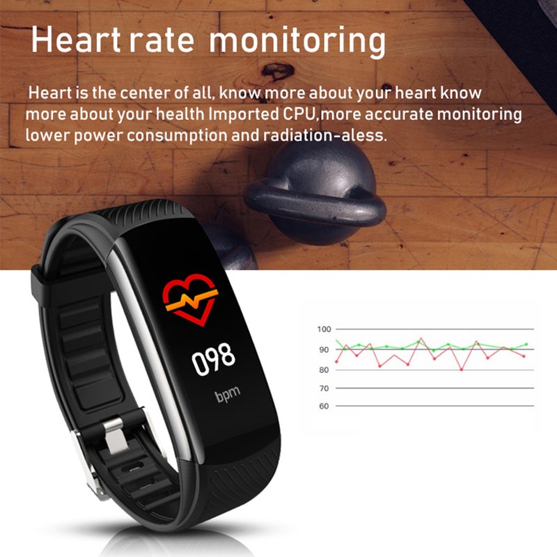 C6T Body Temperature Bracelet Watch Smart Black  - Image 4