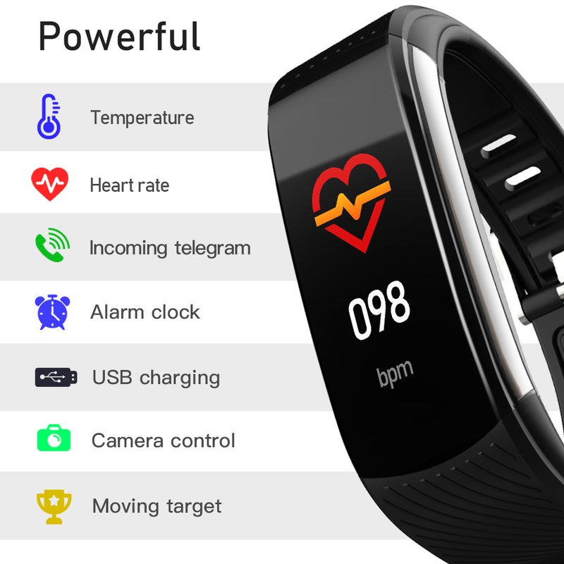 C6T Body Temperature Bracelet Watch Smart Black  - Image 5