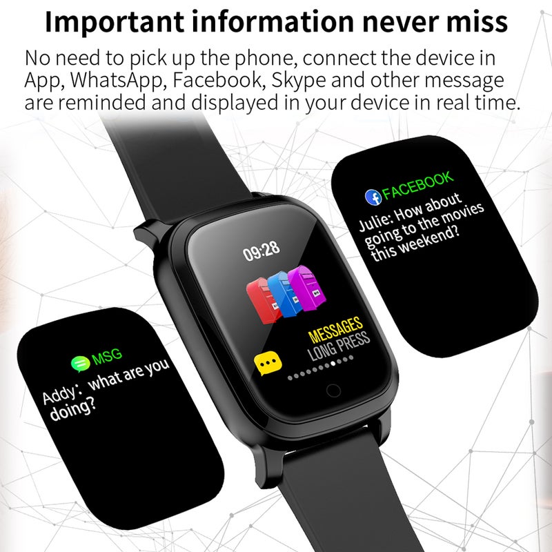 Sport Band Forehead Wrist Thermometer Fitness Tracker Bracelet Smart Watch Black  - Image 3