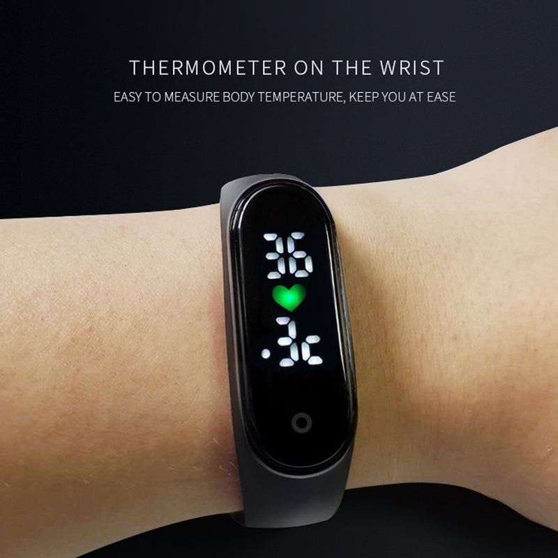 ساعة ذكيةM5 بسوار لمراقبة درجة حرارة الجسم أسود - Image 4