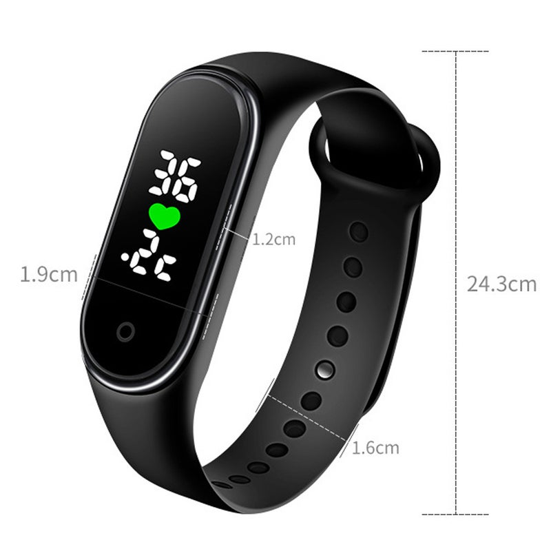 ساعة ذكيةM5 بسوار لمراقبة درجة حرارة الجسم أسود - Image 5