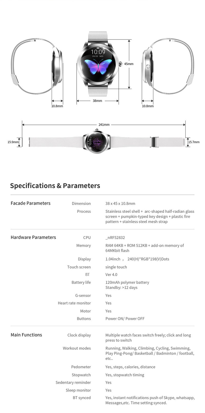 Generic - KW10 Sport Smart Watch Gold - Image 1