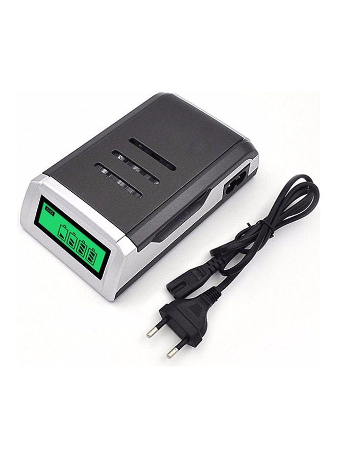 LCD Display 4 Slots Intelligent Battery Charger for AA /AAA Rechargeable Batteries Models:US plug Black - Image 1