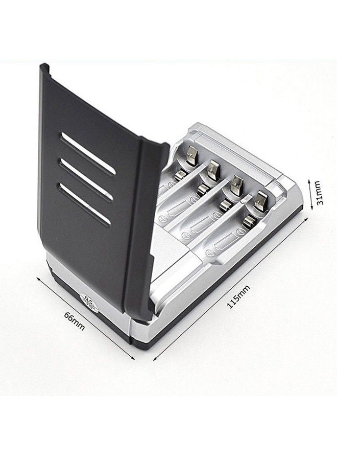 LCD Display 4 Slots Intelligent Battery Charger for AA /AAA Rechargeable Batteries Models:US plug Black - Image 2