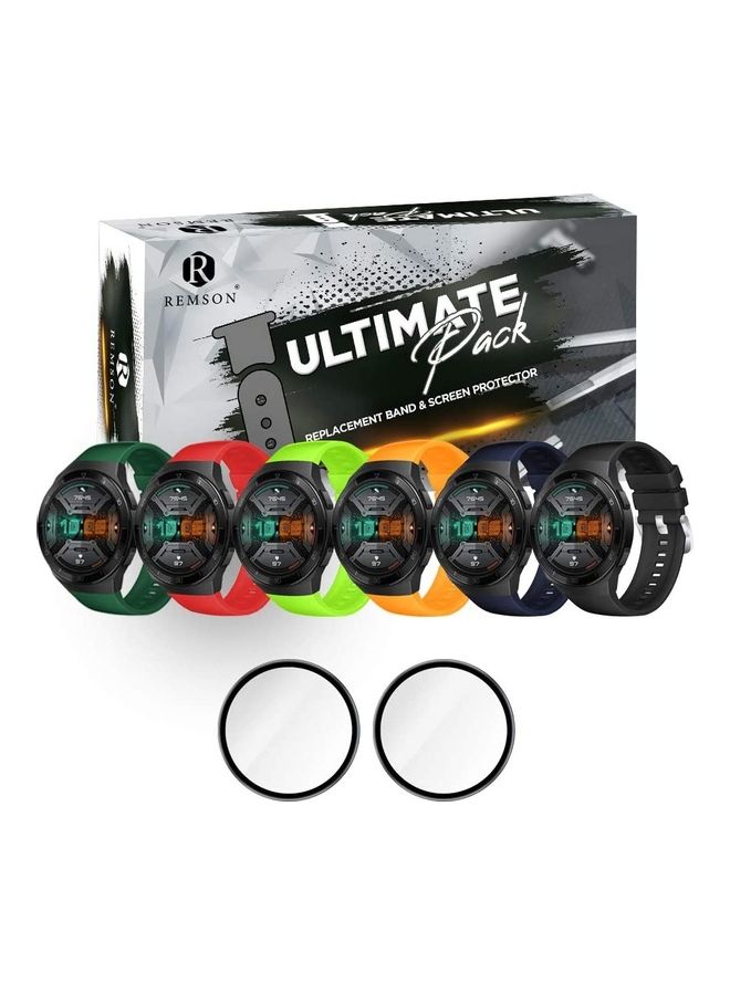 Remson Pack Of 8 Replacement Band And Screen Protector For Huawei Watch GT 2e Multicolour