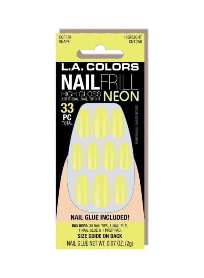 33-Piece Artificial Nail Tip Set Neon