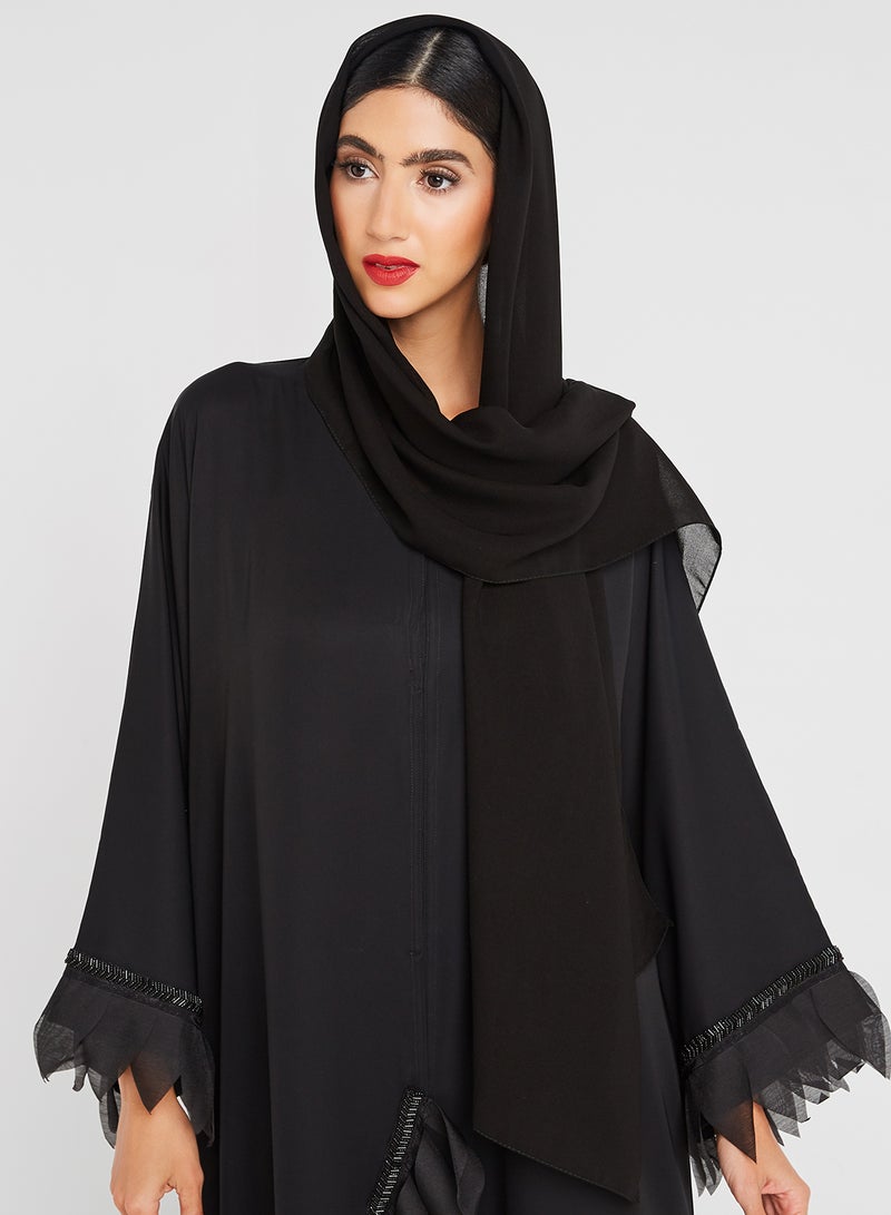 Leaf Trim Abaya Leaf Black