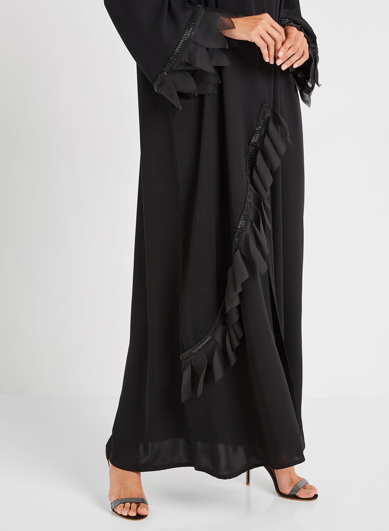Leaf Trim Abaya Leaf Black