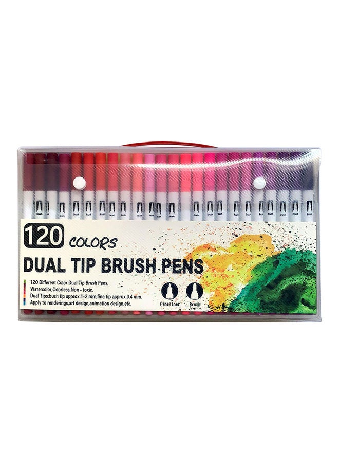 Generic 120-Piece Dual Tip Brush Pen Multicolour Best Price KSA