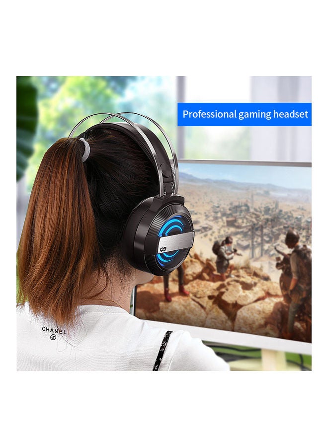 Q9 Gaming Headset Wired Gaming Headset with 360° Noise Reduction Microphone Colorful Breathing Light Headphone 3.5mm+USB Black - Image 4