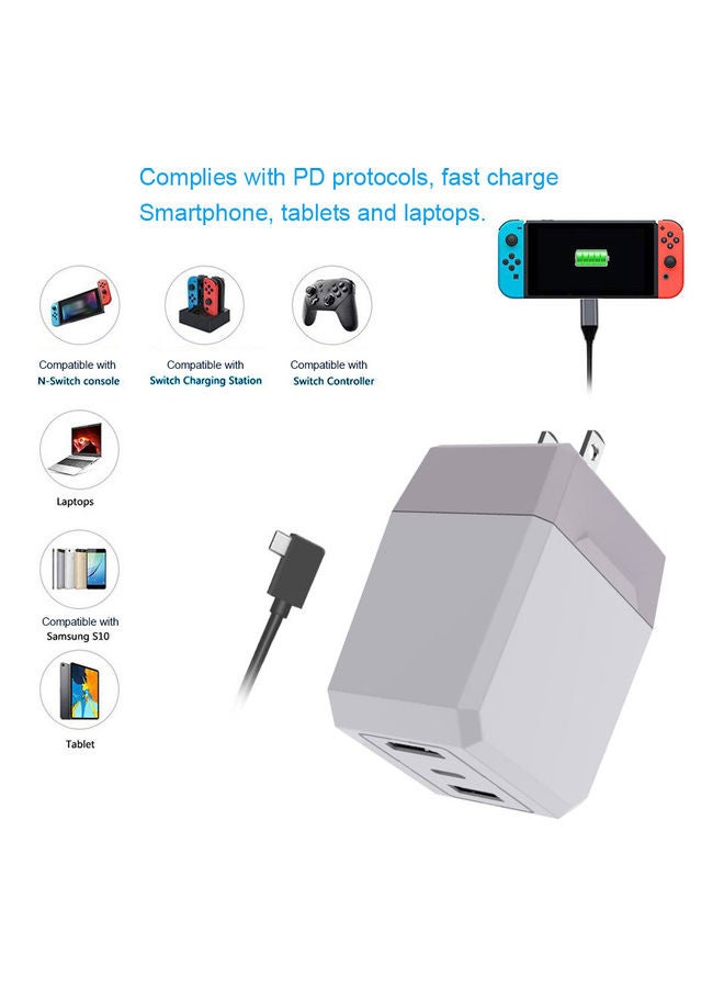 LED AC Power Fast Charger Dock Adapter USB3.0 HD TV Type C Converter Dock Adapter Compatible with Switch NS Console - Image 2