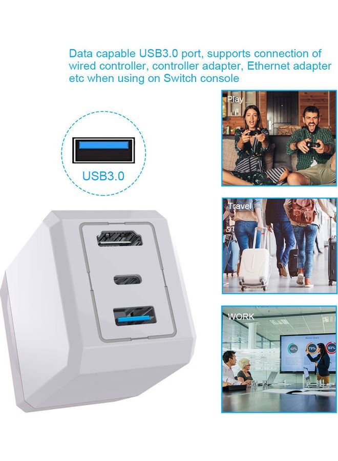 LED AC Power Fast Charger Dock Adapter USB3.0 HD TV Type C Converter Dock Adapter Compatible with Switch NS Console - Image 3