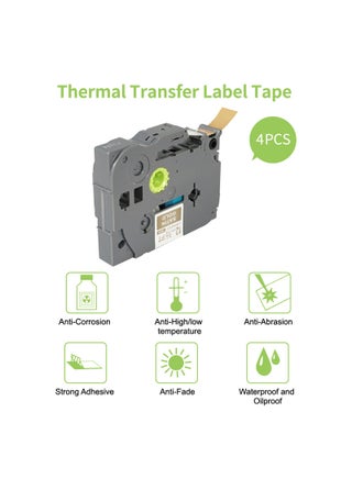 PUTY 4 Rolls Self-Adhesive White On Gold Label Maker Tape Multicolour - v1602817514/N41010664A_1