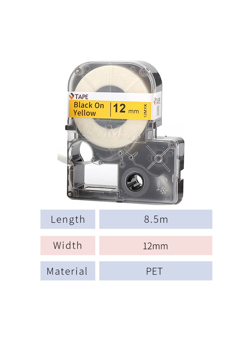 Black On Yellow Label Ribbon Tape Black on Yellow - Image 2