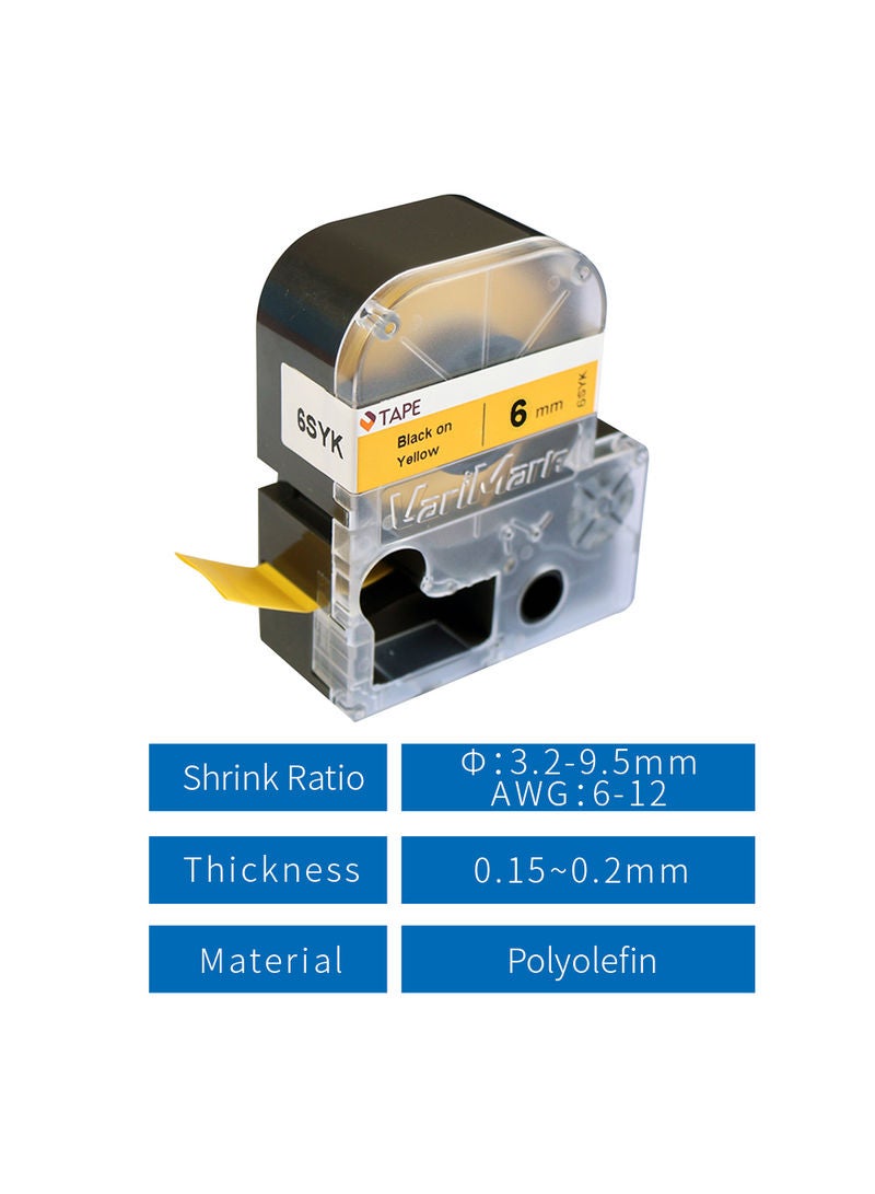 Label Ribbon Tape Replacement Black on Yellow - Image 1