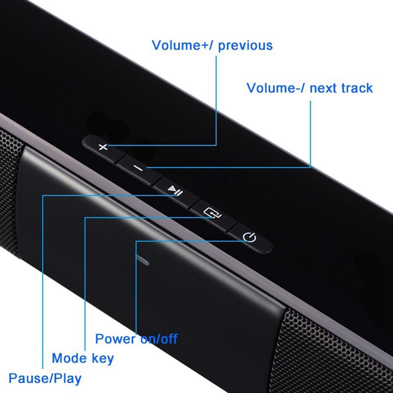 Generic Portable Compact Wireless Soundbar Stereo Bluetooth Speaker Black  - Image 2