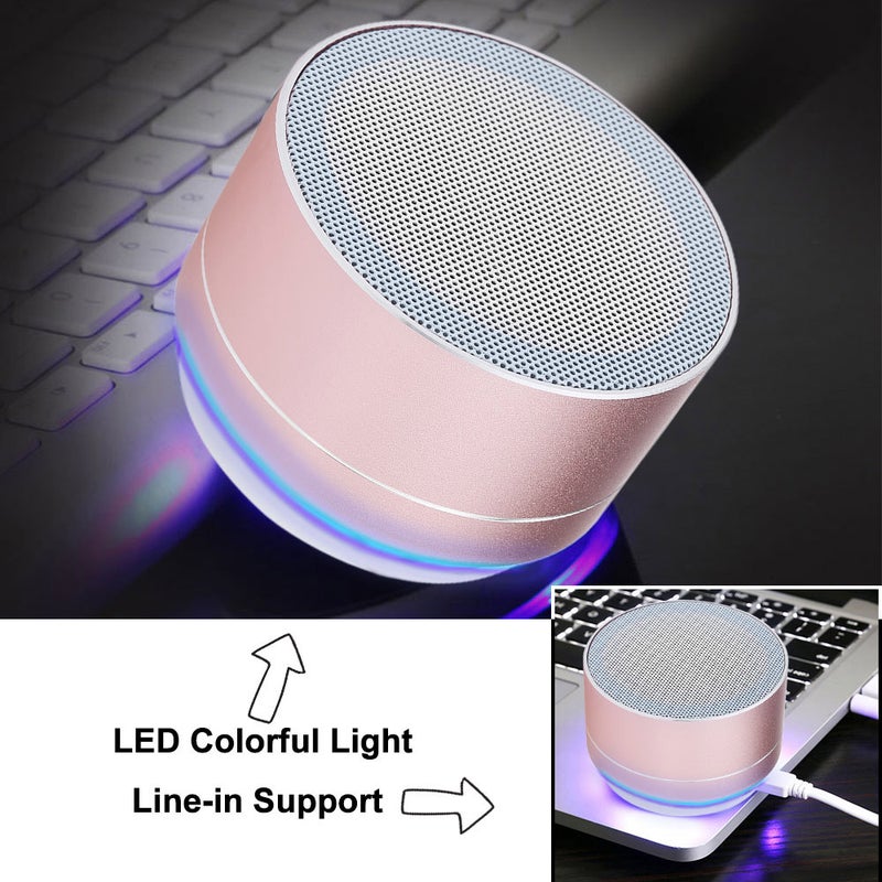 Mini Super Bass Subwoofer Stereo Bluetooth Speaker Pink Gold - Image 5